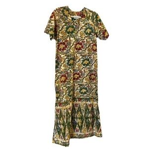 Vintage Shangri-la Hotel Singapore Cotton S/S Lounger Long Floral Dress Gown